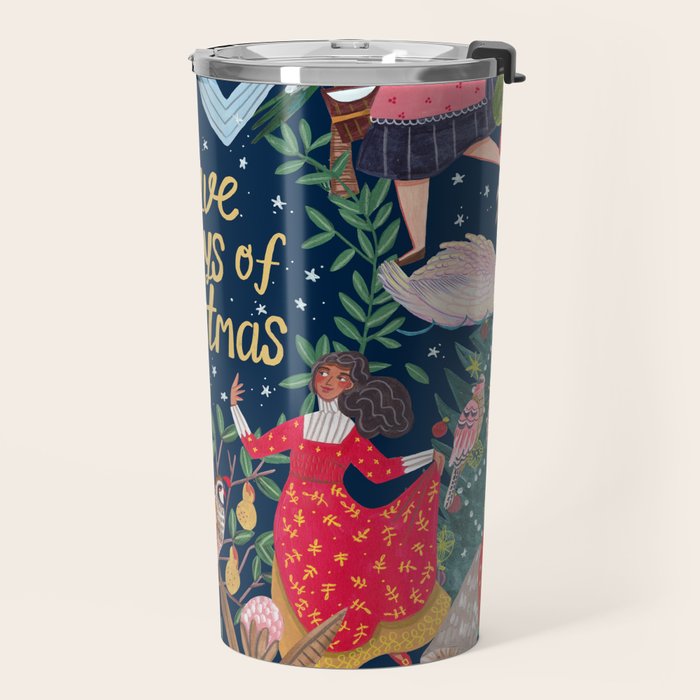 The 12 days of Christmas song illustration Travel Mug Gallery Image 2