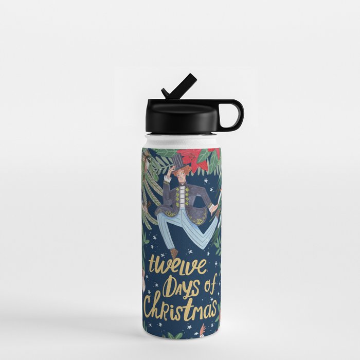 The 12 days of Christmas song illustration Water Bottle Gallery Image 1