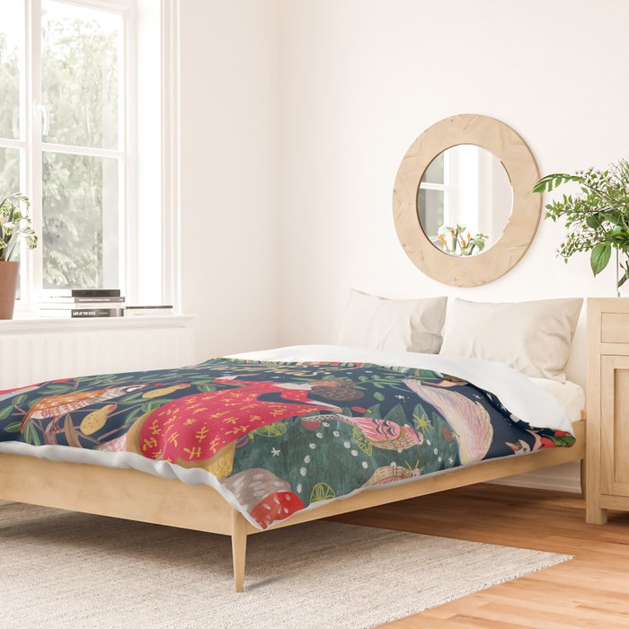 The 12 days of Christmas song illustration Duvet Cover Gallery Image 2
