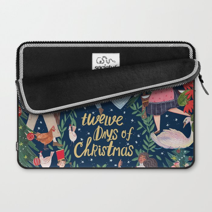 The 12 days of Christmas song illustration Laptop Sleeve Gallery Image 2