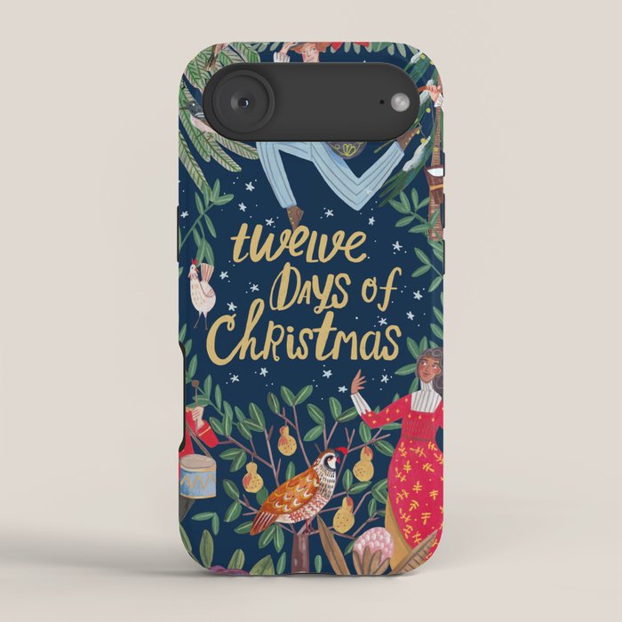 The 12 days of Christmas song illustration iPhone Case Gallery Image 2