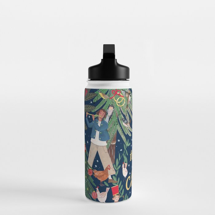 The 12 days of Christmas song illustration Water Bottle Gallery Image 3