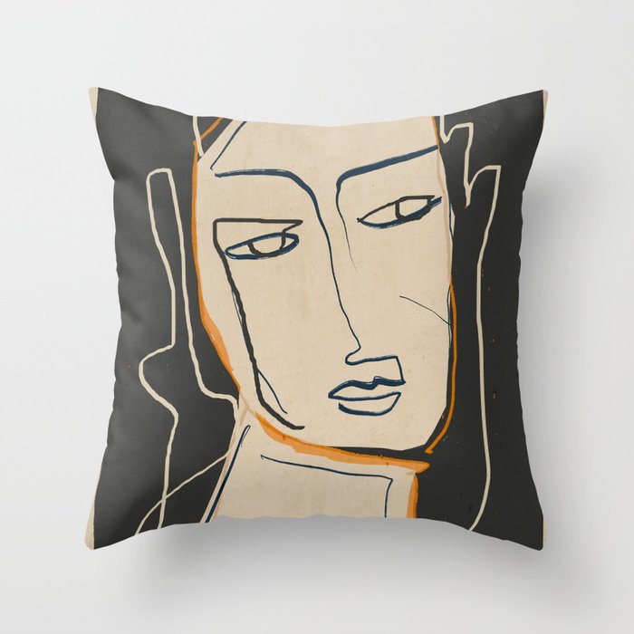 Abstract Face 63 Throw Pillow Gallery Image 6