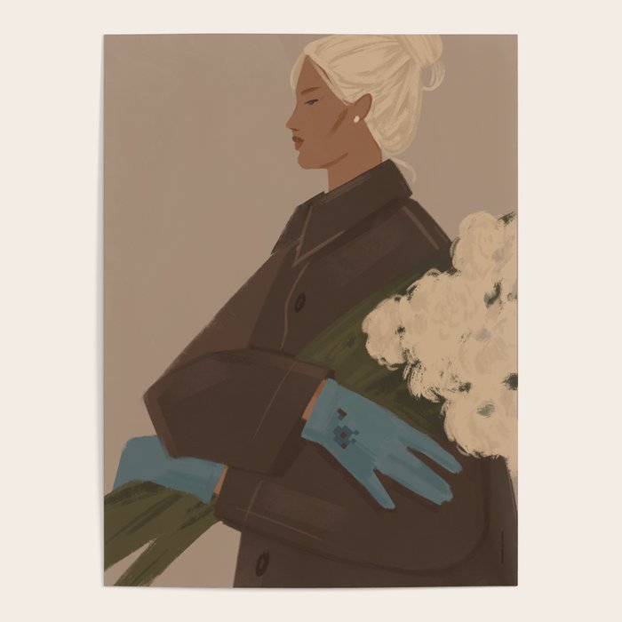 portrait of a woman in a coat and blue gloves Poster Gallery Image 4