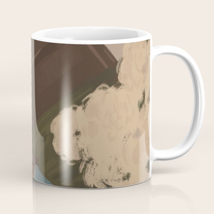  portrait of a woman in a coat and blue gloves Coffee Mug Gallery Image 1