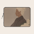  portrait of a woman in a coat and blue gloves Laptop Sleeve Gallery Image 1