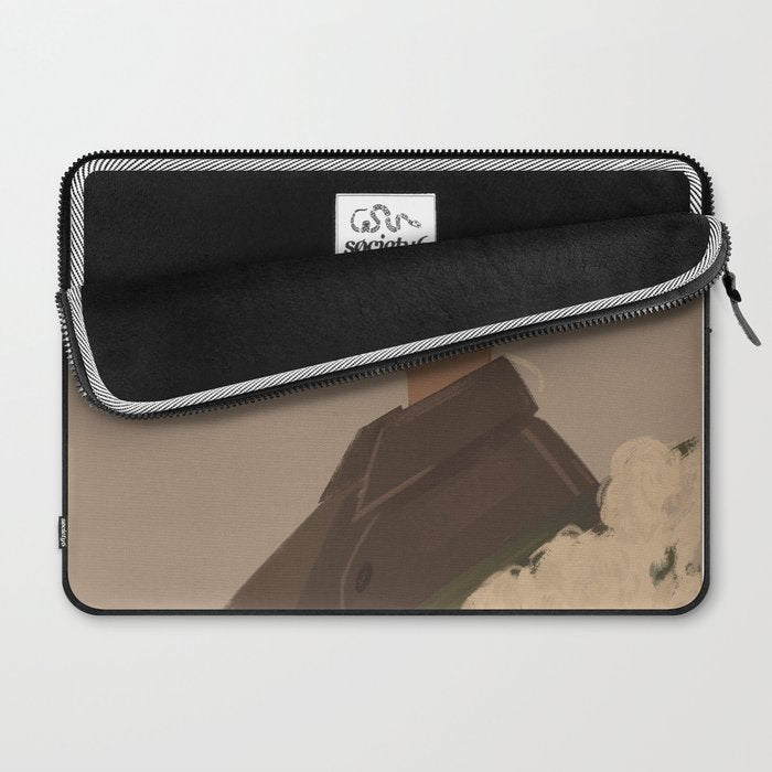  portrait of a woman in a coat and blue gloves Laptop Sleeve Gallery Image 2