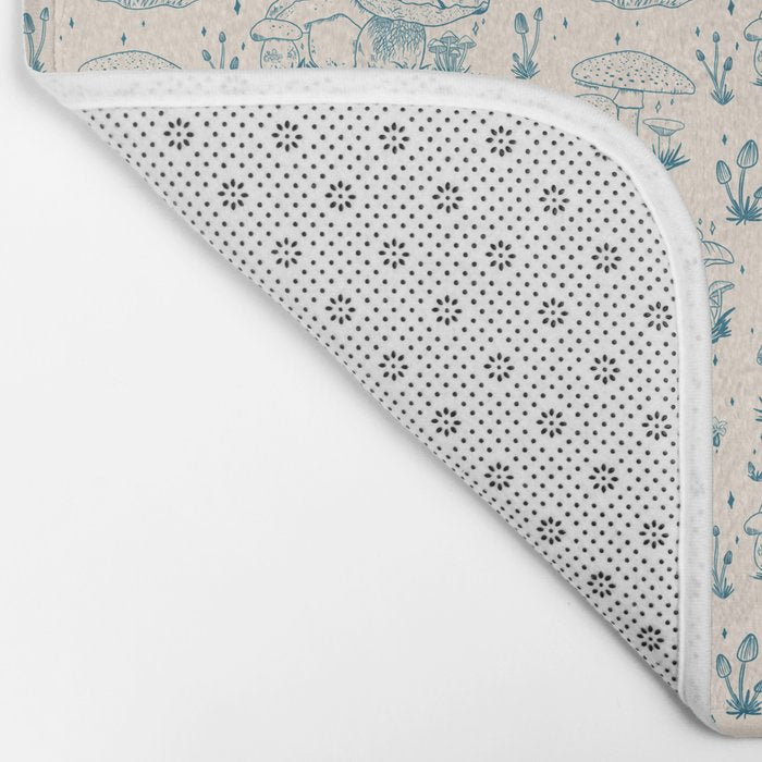 Mushroom Toile in Blue Bath Mat Gallery Image 2