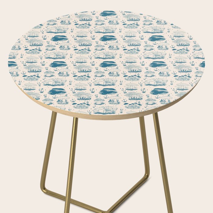 Mushroom Toile in Blue Side Table Gallery Image 2