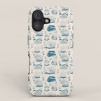 Mushroom Toile in Blue iPhone Case Gallery Image 1