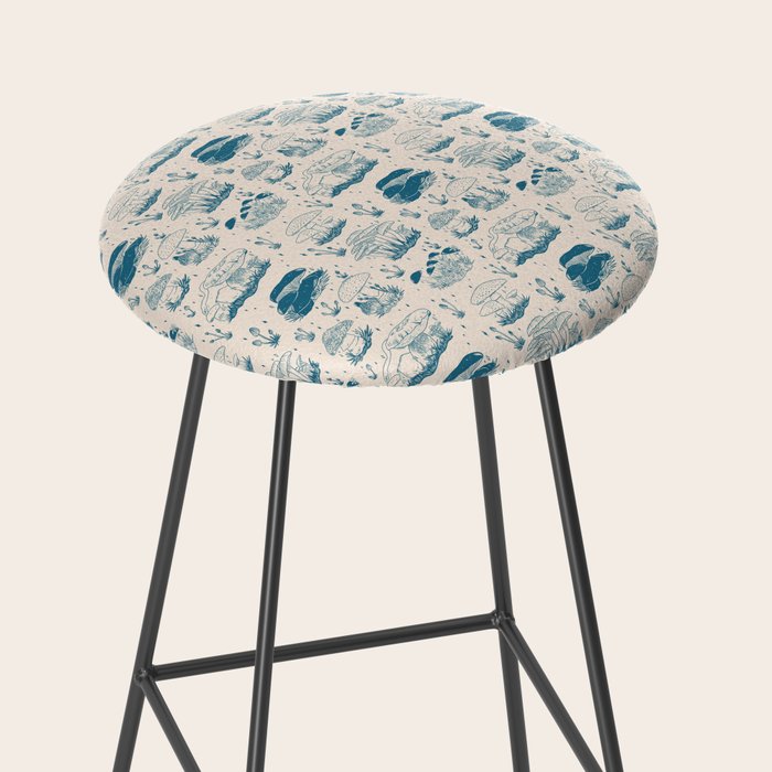 Mushroom Toile in Blue Stool Gallery Image 2