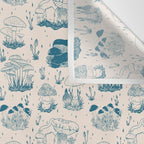 Mushroom Toile in Blue Wall Tapestry Gallery Image 3
