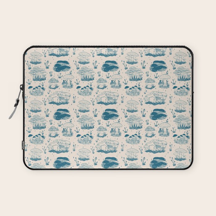 Mushroom Toile in Blue Laptop Sleeve Gallery Image 1