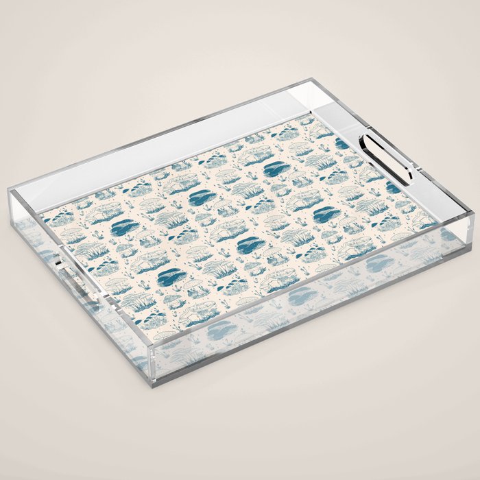 Mushroom Toile in Blue Acrylic Tray Gallery Image 1