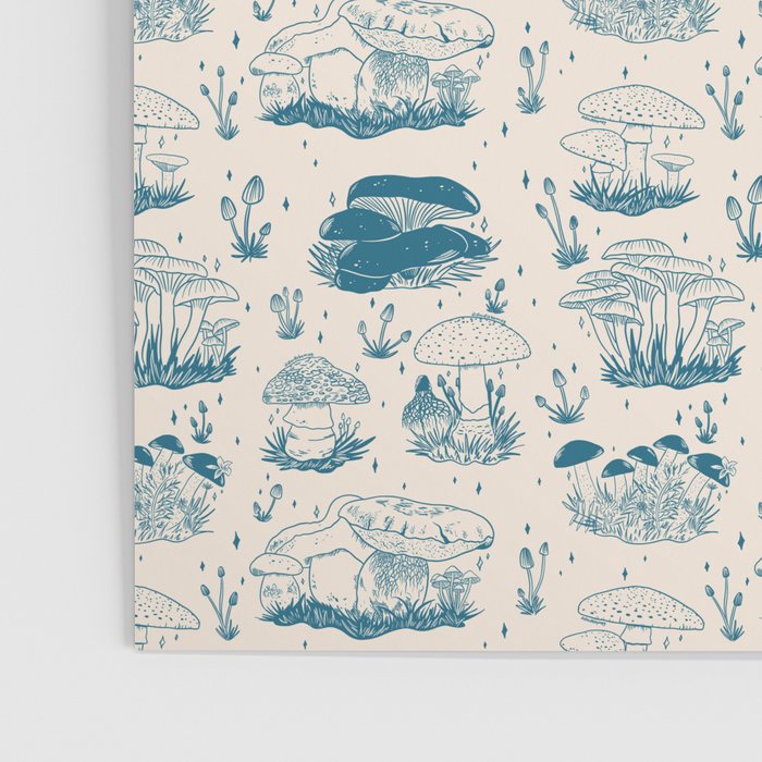 Mushroom Toile in Blue Poster Gallery Image 3