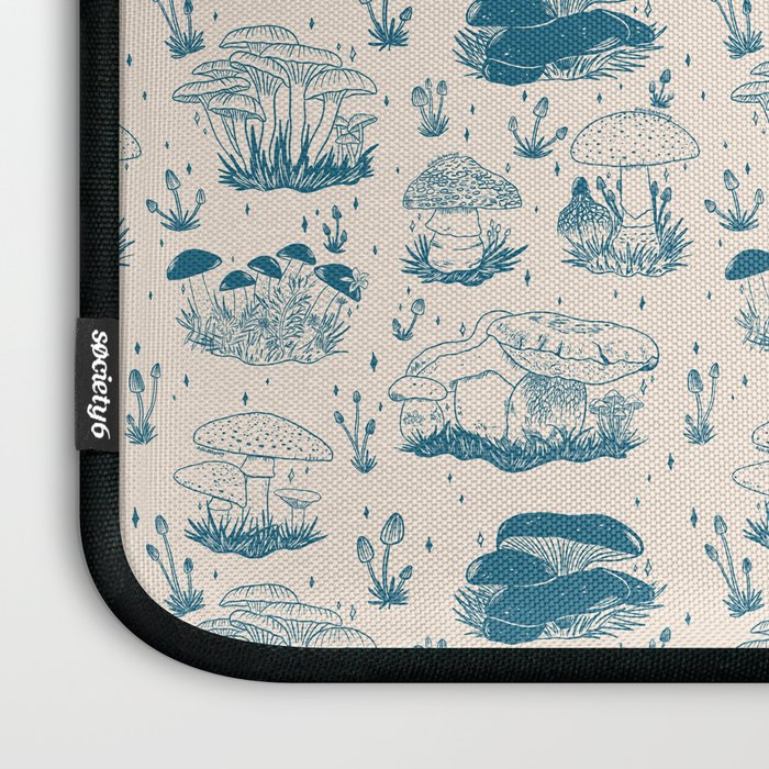 Mushroom Toile in Blue Laptop Sleeve Gallery Image 3