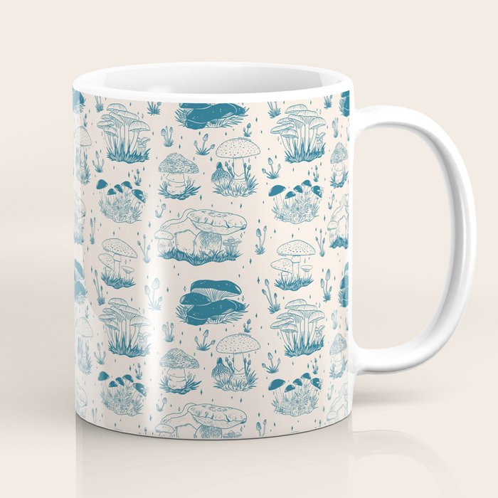 Mushroom Toile in Blue Coffee Mug Gallery Image 1