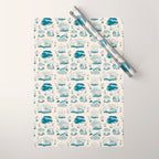 Mushroom Toile in Blue Wrapping Paper Gallery Image 1