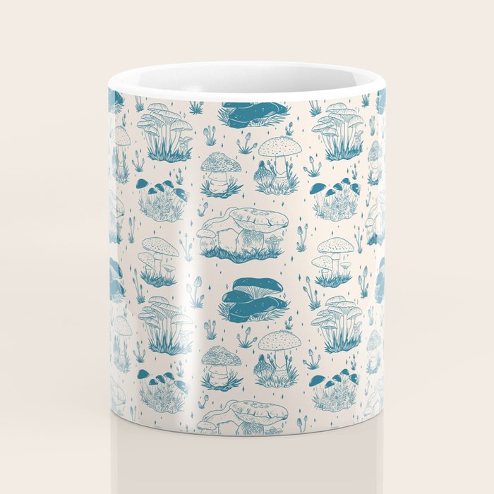 Mushroom Toile in Blue Coffee Mug Gallery Image 4
