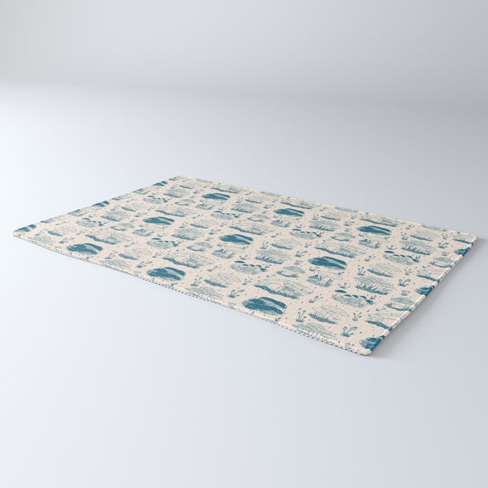 Mushroom Toile in Blue Rug Gallery Image 3