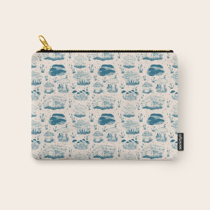 Mushroom Toile in Blue Carry All Pouch Gallery Image 1