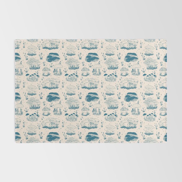 Mushroom Toile in Blue Rug Gallery Image 2