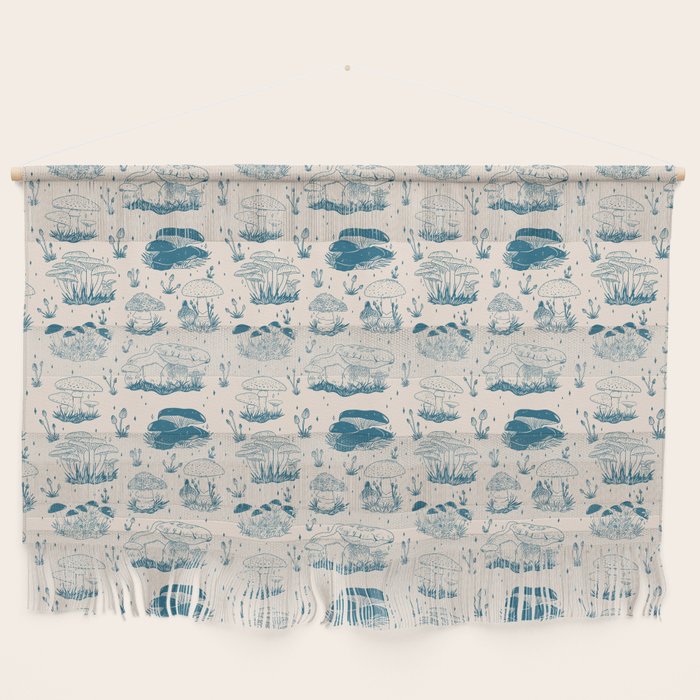 Mushroom Toile in Blue Wall Hanging Gallery Image 1