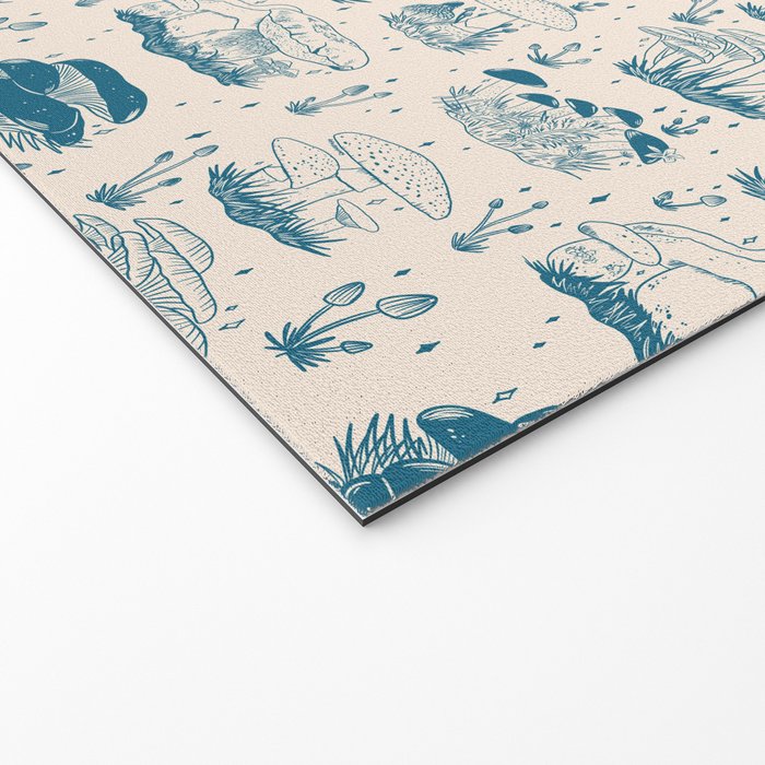Mushroom Toile in Blue Welcome Mat Gallery Image 2