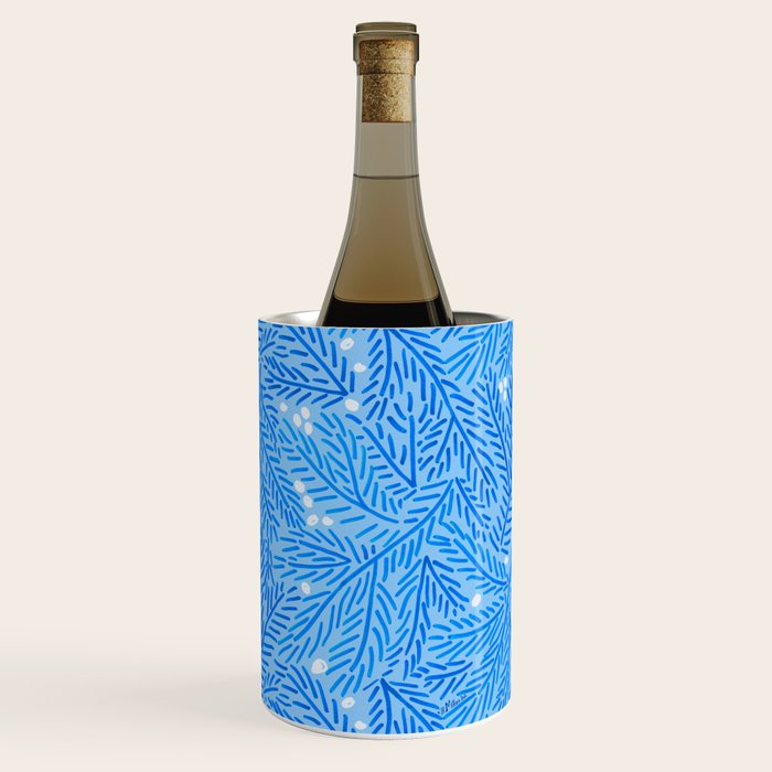Winter Berries & Pine Branches in Blue Wine Chiller Gallery Image 3