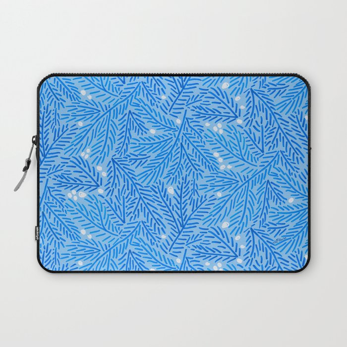 Winter Berries & Pine Branches in Blue Laptop Sleeve Gallery Image 1