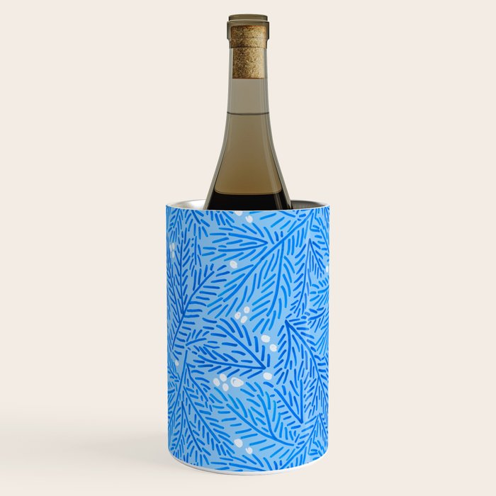 Winter Berries & Pine Branches in Blue Wine Chiller Gallery Image 2
