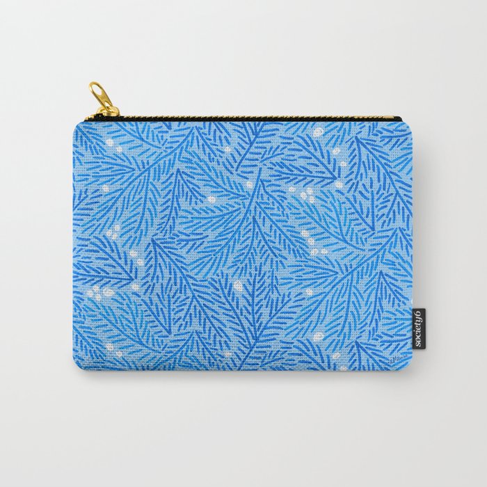 Winter Berries & Pine Branches in Blue Carry All Pouch Gallery Image 1
