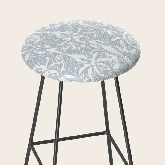 Art Nouveau Silver Grey & White Pattern Stool Gallery Image 2