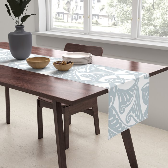 Art Nouveau Silver Grey & White Pattern Table Runner Gallery Image 2