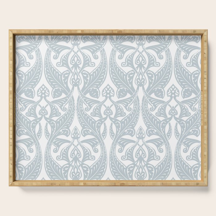 Art Nouveau Silver Grey & White Pattern Serving Tray Gallery Image 1