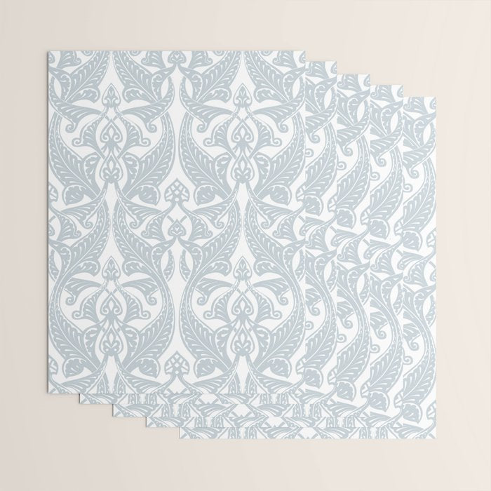 Art Nouveau Silver Grey & White Pattern Wrapping Paper Gallery Image 3