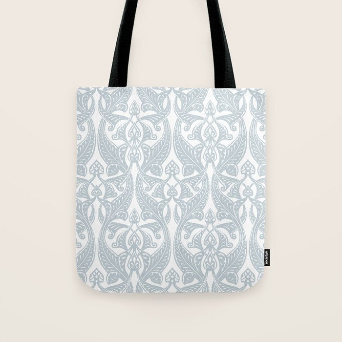 Art Nouveau Silver Grey & White Pattern Tote Bag Gallery Image 1