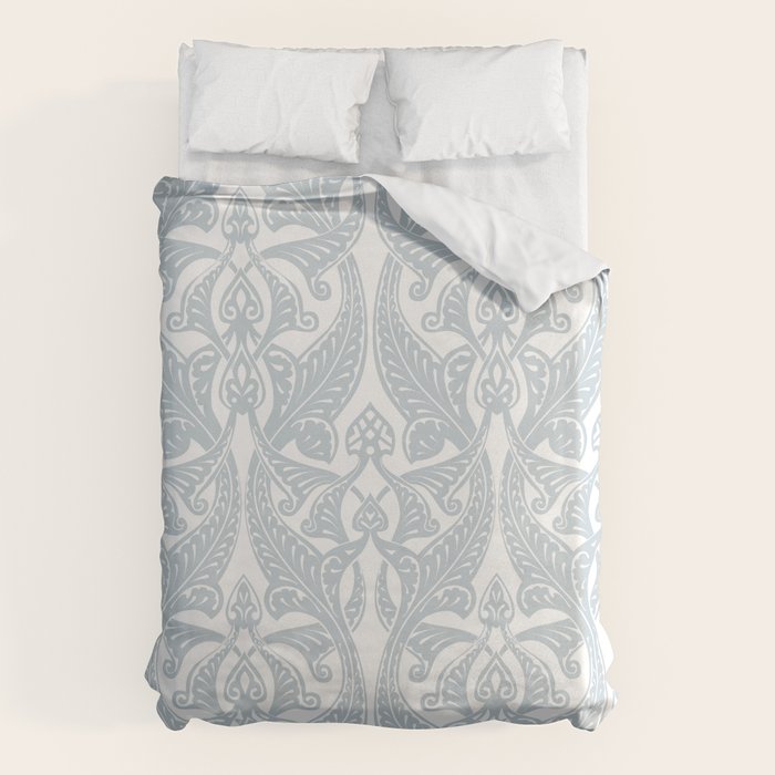 Art Nouveau Silver Grey & White Pattern Duvet Cover Gallery Image 1