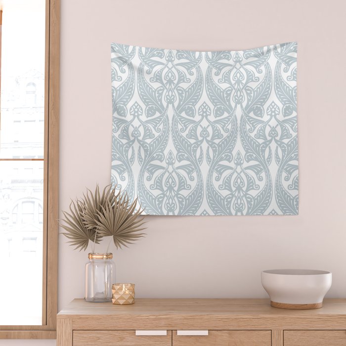 Art Nouveau Silver Grey & White Pattern Wall Tapestry Gallery Image 2