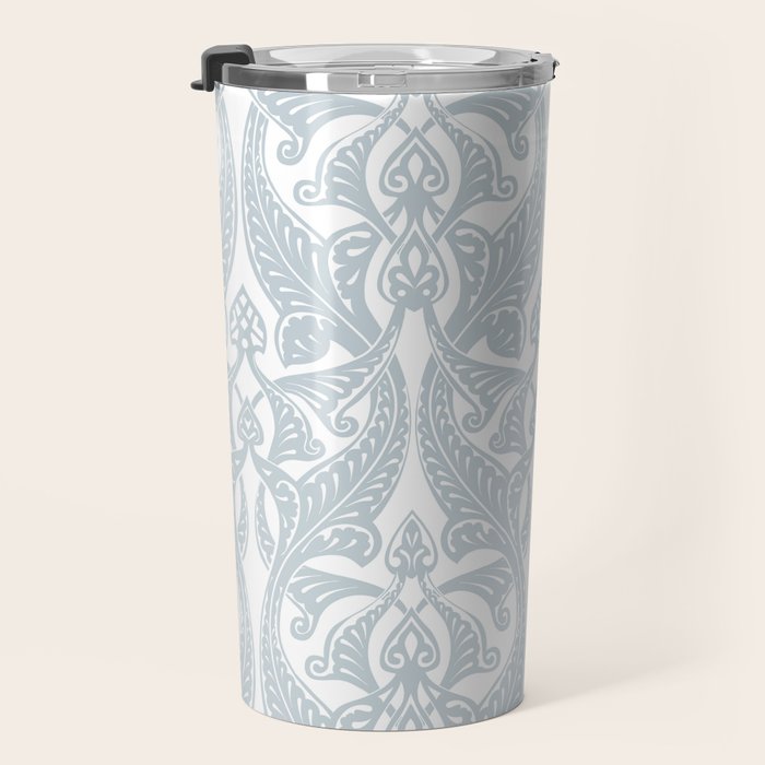 Art Nouveau Silver Grey & White Pattern Travel Mug Gallery Image 3