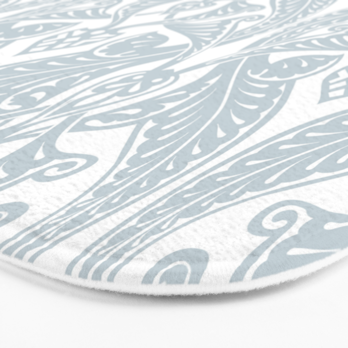 Art Nouveau Silver Grey & White Pattern Bath Mat Gallery Image 3