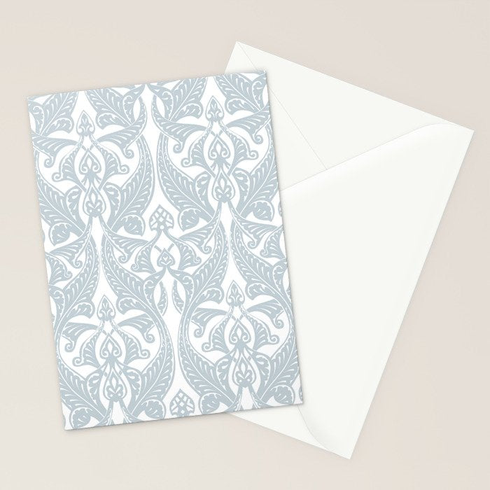Art Nouveau Silver Grey & White Pattern Stationery Card Gallery Image 2