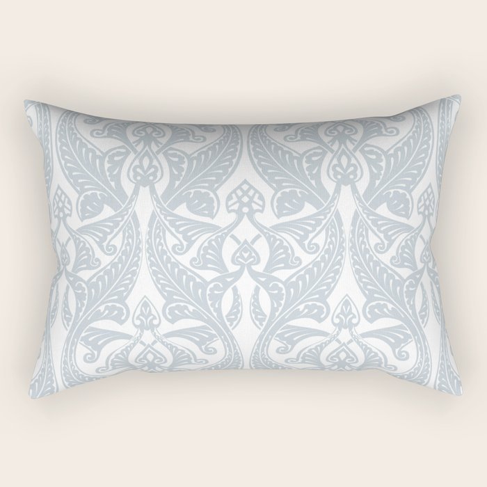 Art Nouveau Silver Grey & White Pattern Rectangular Pillow Gallery Image 1