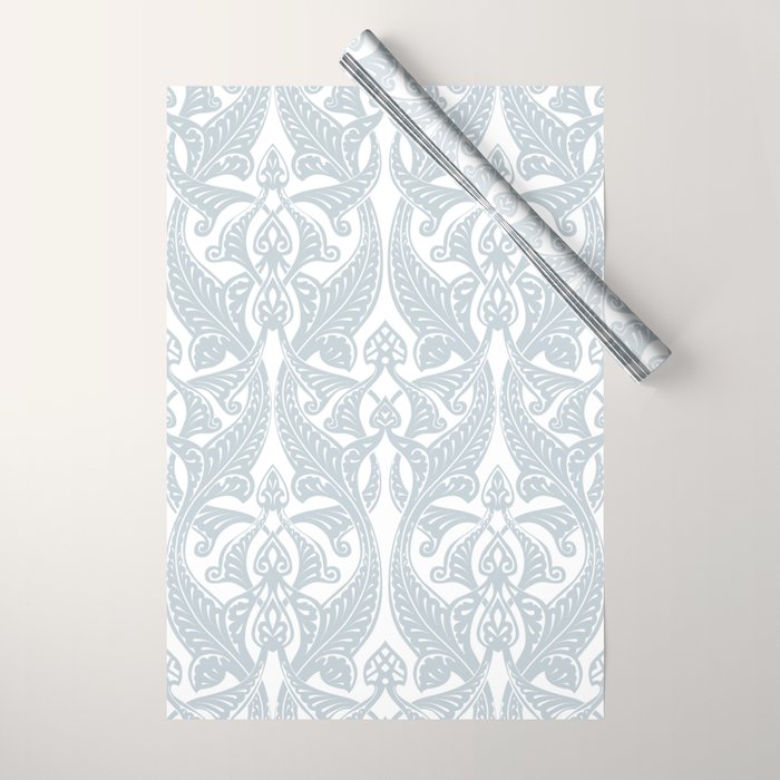 Art Nouveau Silver Grey & White Pattern Wrapping Paper Gallery Image 1