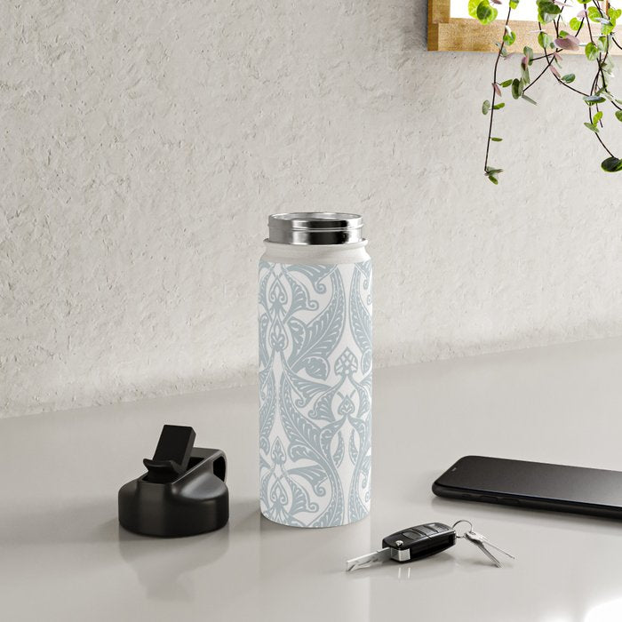 Art Nouveau Silver Grey & White Pattern Water Bottle Gallery Image 4