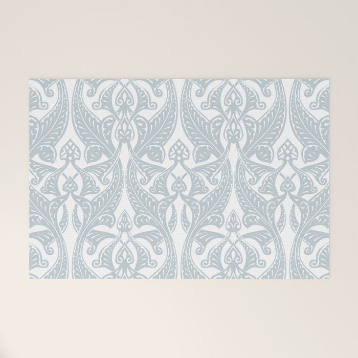 Art Nouveau Silver Grey & White Pattern Welcome Mat Gallery Image 1