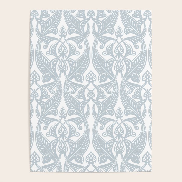 Art Nouveau Silver Grey & White Pattern Poster Gallery Image 1