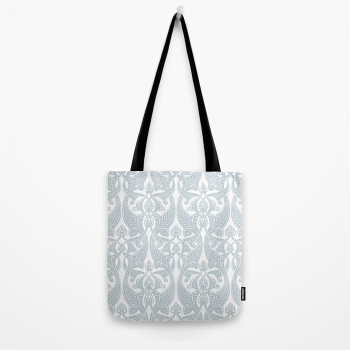 Art Nouveau Silver Grey & White Pattern Tote Bag Gallery Image 2