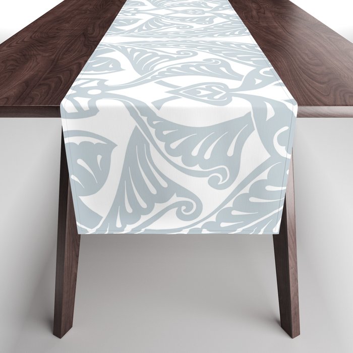 Art Nouveau Silver Grey & White Pattern Table Runner Gallery Image 1