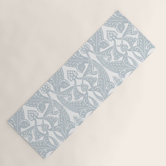 Art Nouveau Silver Grey & White Pattern Yoga Mat Gallery Image 1